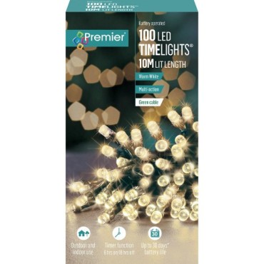 Premier 100 LED Battery Operated Warm White TimeLights