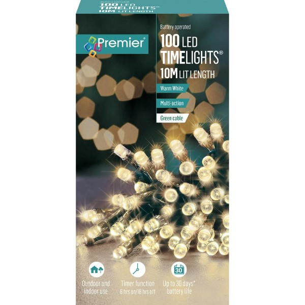 Premier 100 LED Battery Operated Warm White TimeLights
