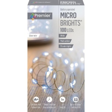 Premier 100 LED Battery Operated Multi Action White Microbrights