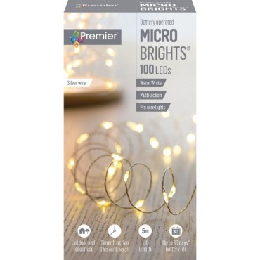Premier 100 LED Battery Operated Multi Action Warm White Microbrights