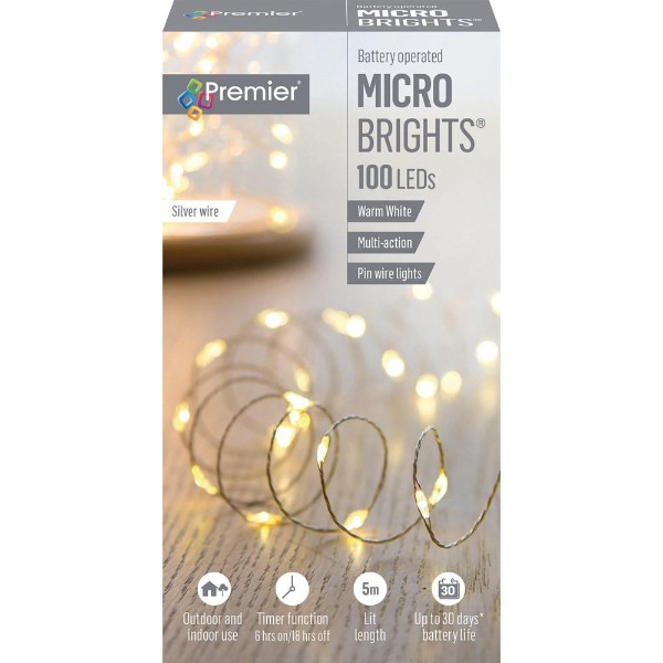 Premier 100 LED Battery Operated Multi Action Warm White Microbrights