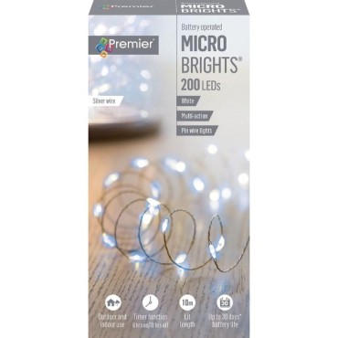 Premier 200 LED Battery Operated Multi Action White Microbrights