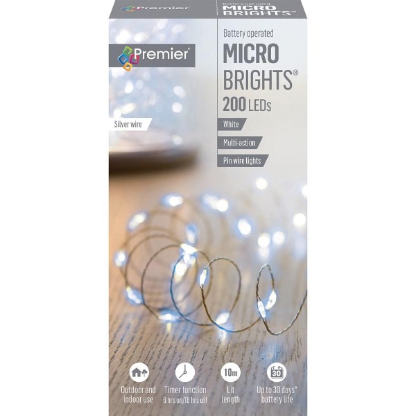 Premier 200 LED Battery Operated Multi Action White Microbrights