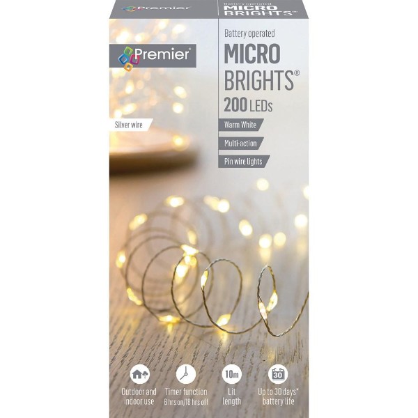 Premier 200 LED Battery Operated Multi Action Warm White Microbrights