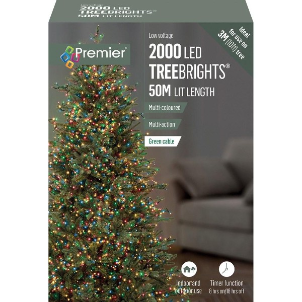 2000 Led Treebright Lights Multicoloured W/timer