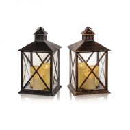 40cm Lantern With 3 Flickabright Candles - 2 Asst