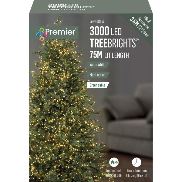 3000 Led Multi-action Treebrights With Timer - Ww