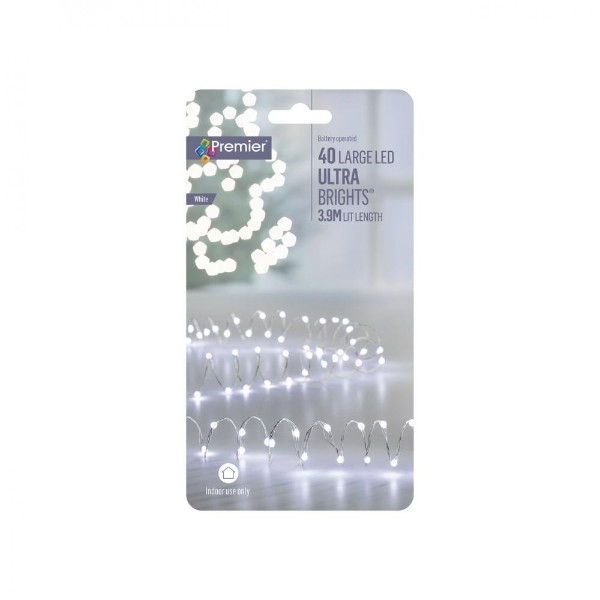 40 Led Bo Ultrabrights With Timer - White