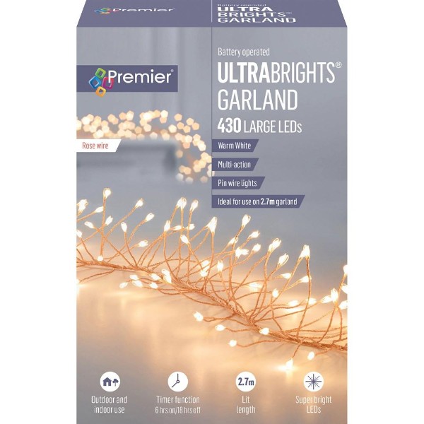 430 Lv Lg Led Multi-act Ultrabrights Garland & Tim