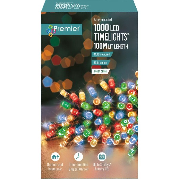 Premier 1000 LED Battery Operated Multi Coloured TimeLights