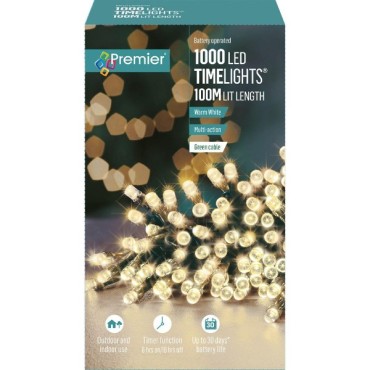 Premier 1000 LED Battery Operated Warm White TimeLights