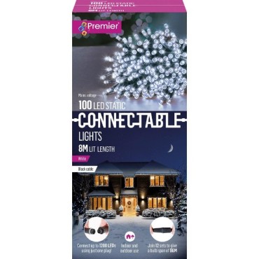 Premier 100 LED Static Connectable Lights - White