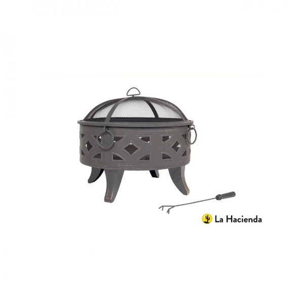 La Hacienda Diamond Deep Bowl Firepit With Grill