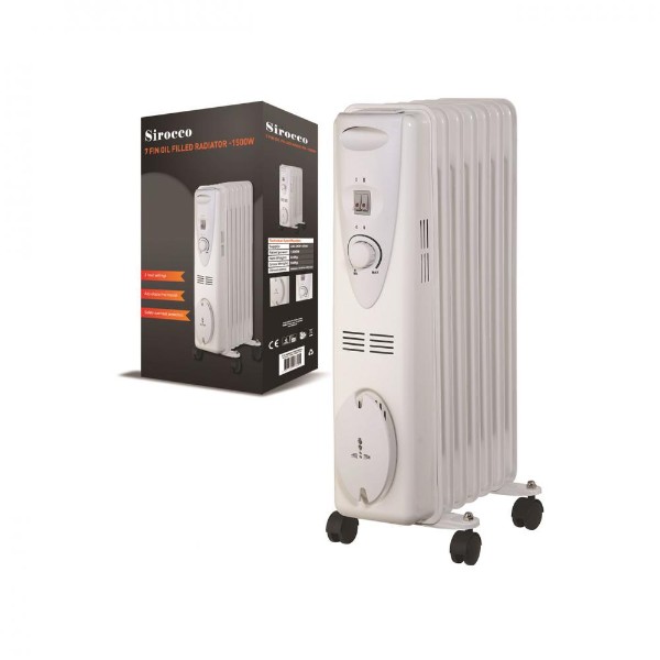 Sirocco 7 Fin Oil Filled Radiator - 1.5kw