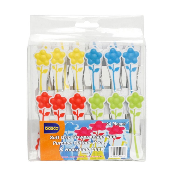 Dosco S/g Flower Design Dual Purpose Clothes Peg & Household Clips
