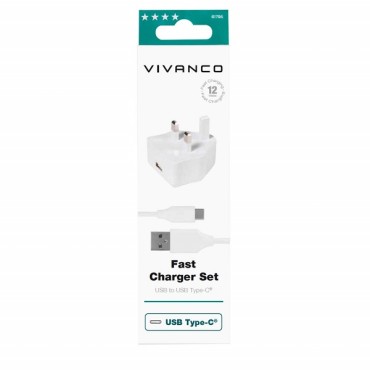 Vivanco Charger Set 2.4a Incl Separate Usb Type-c  Cable White 1.2m 61795