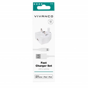 Vivanco Usb Charger Kit 2.4a For Apple Iphone And Ipad White 1.2m 61796