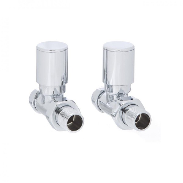 Pair Modern Straight Radiator Valves Chrome