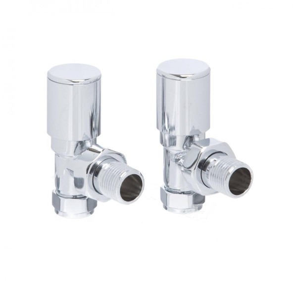Pair Modern Angled Radiator Valves Chrome