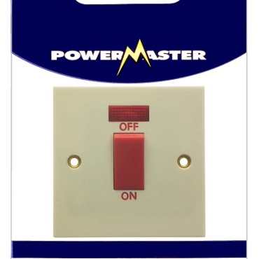 1 Gang 45a Cooker Switch C/w Neon 8060 P/p
