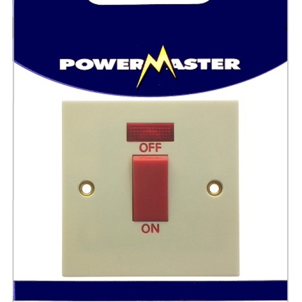 1 Gang 45a Cooker Switch C/w Neon 8060 P/p