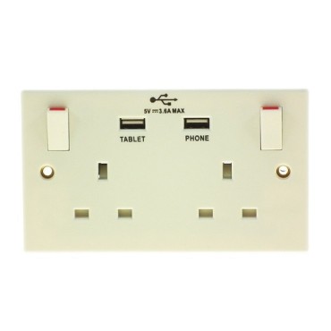 2 Gang 13a Sw / Socket + 2 Usb Ports 8283 P/p