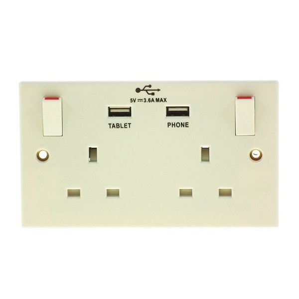 2 Gang 13a Sw / Socket + 2 Usb Ports 8283 P/p