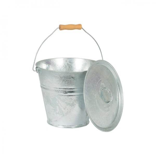 Galvanised Ash Bucket With Lid 11