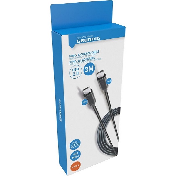 Grundig Usb C To Usb C Cable 2.0 - Usb C Charging Cable 3m - Fast Charging