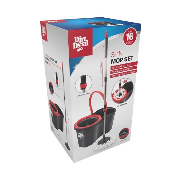 Dirt Devil Spin Mop 16l Bucket 360 Rotating Head