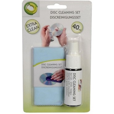 Disc Cleaning Set For Dvd & Cd With Microfibre Cloth And Spray Solution