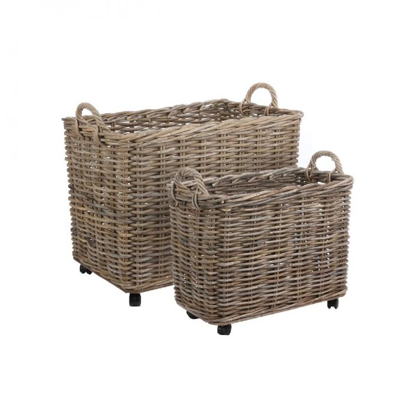 Marcia Set Of 2 Rectangular Baskets On Wheels