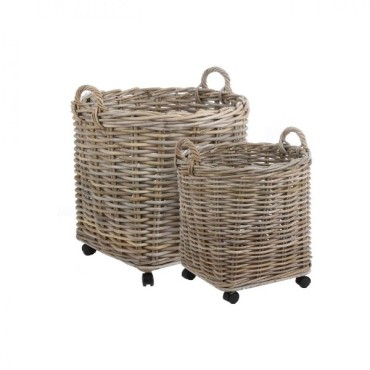 Marcia Set Of 2 Round Baskets On Wheels