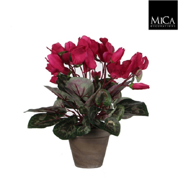 Cyclamen Artificial Plant In Plant Pot  H30 X D30 Cm - Dark Pink 947229