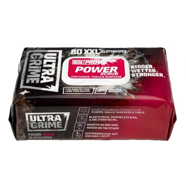 Ultra Grime PRO Power Scrub XXL+ Cloth Wipes 80 Pack