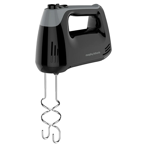 Morphy Richards Hand Mixer Black/grey 400w 5 Speed With Dough Hooks 980593