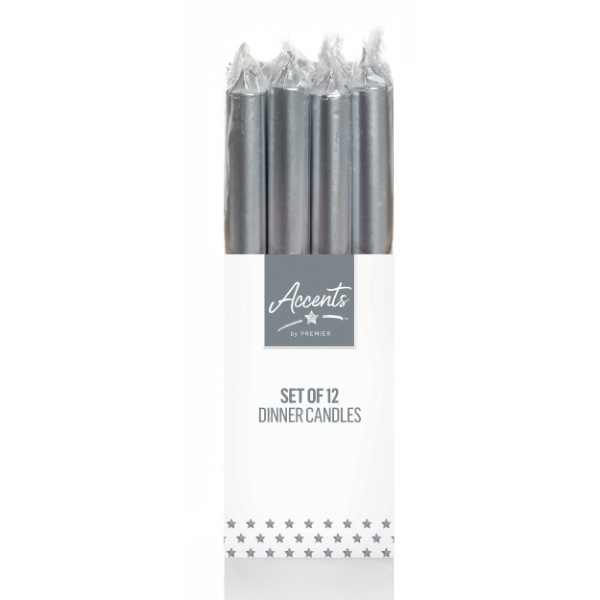 12x25cm Silver Dinner Candles
