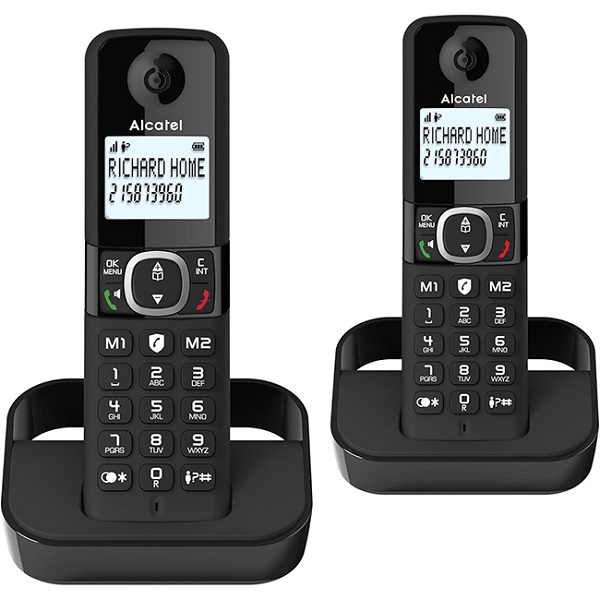 Alcatel F860 Twin Cordless Phones With Call Block Black Atl1423525