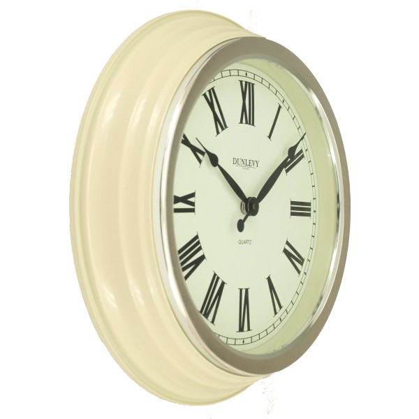 Dunlevy Cream Classic Wall Clock 14 Inch Cl2014c
