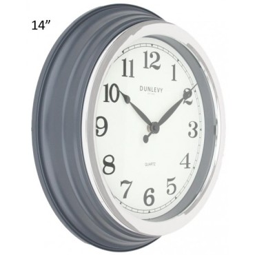 Dunlevy Grey Classic Wallclock 14 Inch Cl2014g