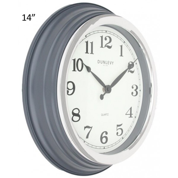 Dunlevy Grey Classic Wallclock 14 Inch Cl2014g