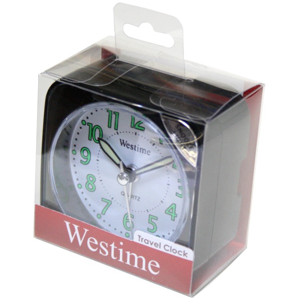 Westime Travel Alarm Clock Black Square Cl6090b