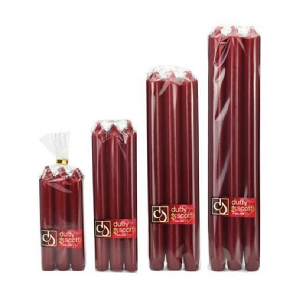 Duffy & Scott 6 X 7/8 (150 X 22mm) Dinner Candle Claret (pk 6)