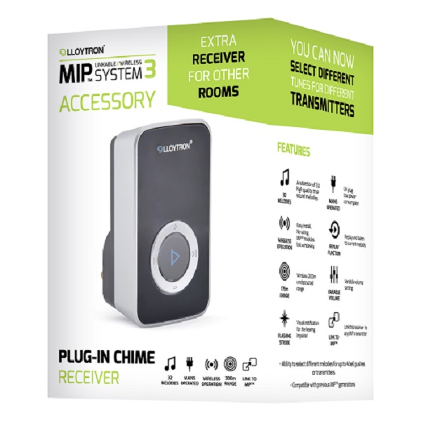 Lloytron 32 Molody Plug In Add On Door Chime Black Db7935b