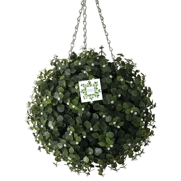 Nearly Natural Topiary Ball White Flower Effect 30cm Dev966334