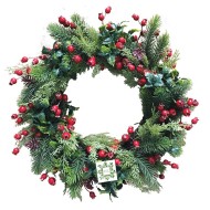 Classic Christmas Pine & Berry Wreath With 30 Led Lights Diameter 45cm Dev966686