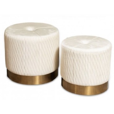 The Grange Collection Set Of 2 Pouffes 41x41x37cm & 34x34x33cm Fy110