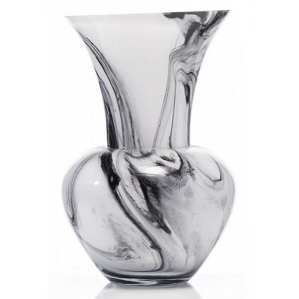 The Grange Collection Marble Grey Effect Glass Vase 16.5x25cm Ga81
