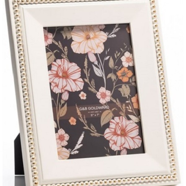 The Grange Collection Ivory & Gold Beaded Frame 5x7in Gb23