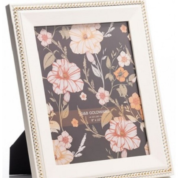 The Grange Collection Ivory & Gold Beaded Frame 8x10in Gb24